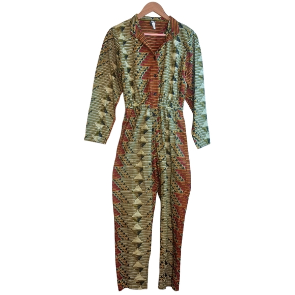 NWT Fahari Bazaar Sustainable Artsy Sz S Hand-dyed Handwoven Cotton Jumpsuit - Picture 1 of 16